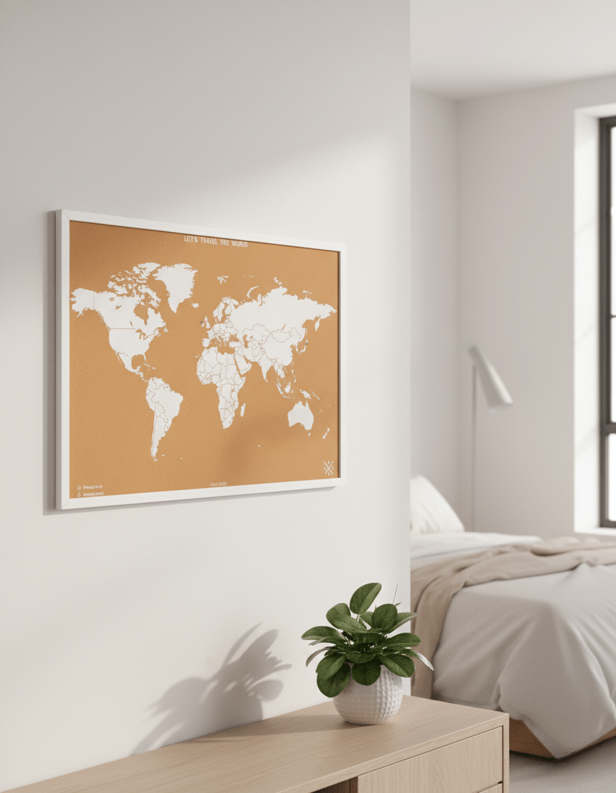 Mapamundi de Corcho Blanco – 90x60 cm - Misswood