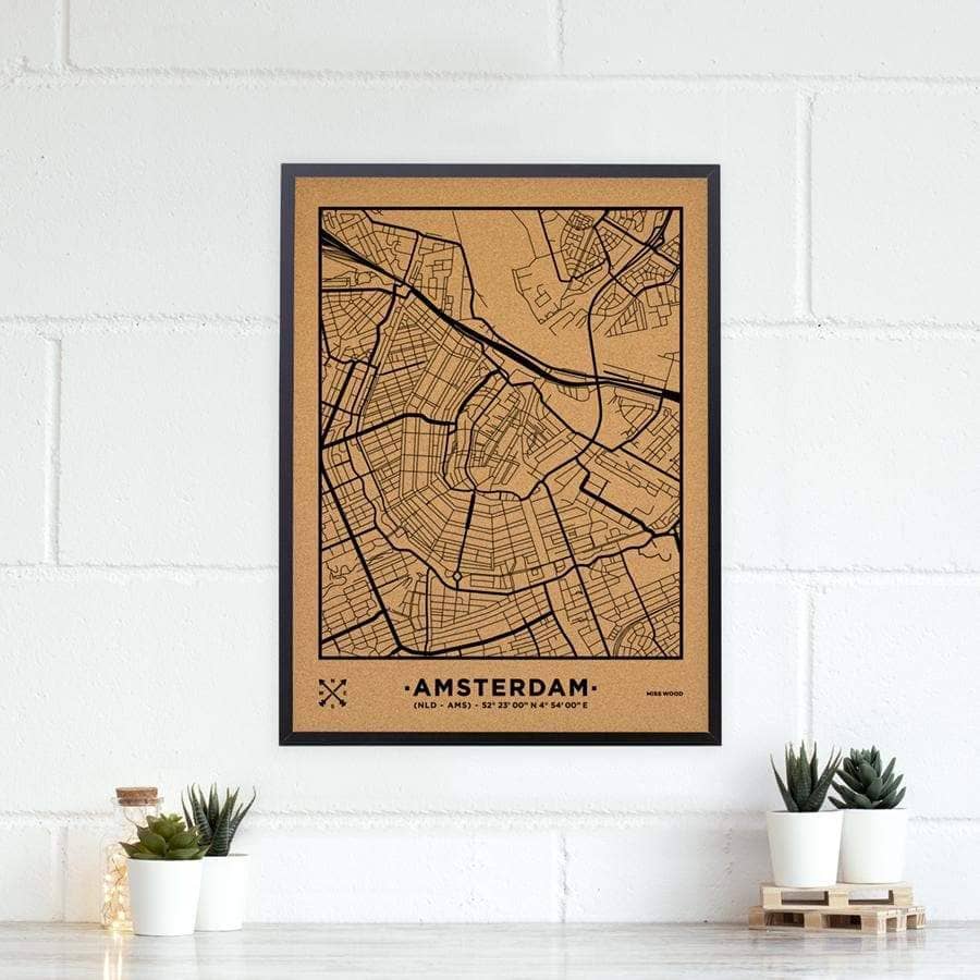 Mapa de corcho - Woody Map Natural Amsterdam - Misswood