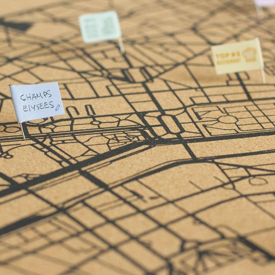 Mapa de corcho - Woody Map Natural Paris - Misswood