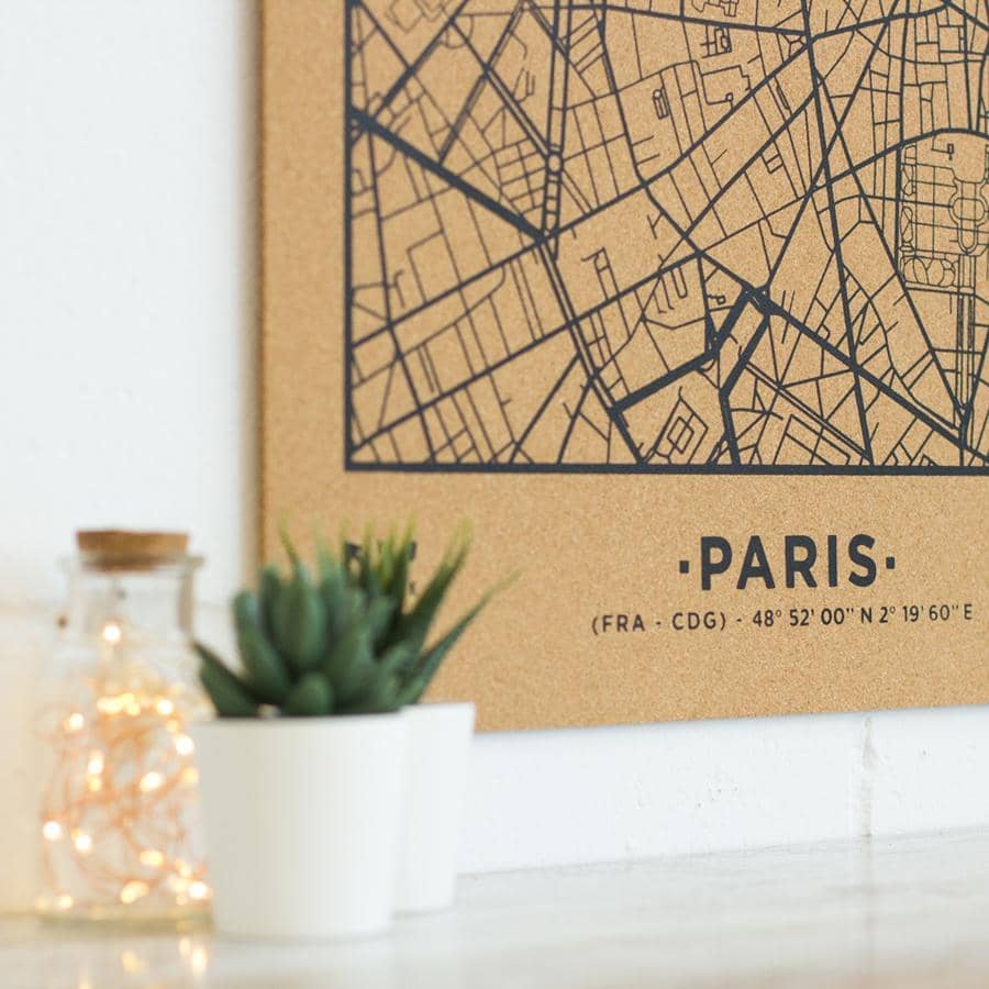 Mapa de corcho - Woody Map Natural Paris - Misswood