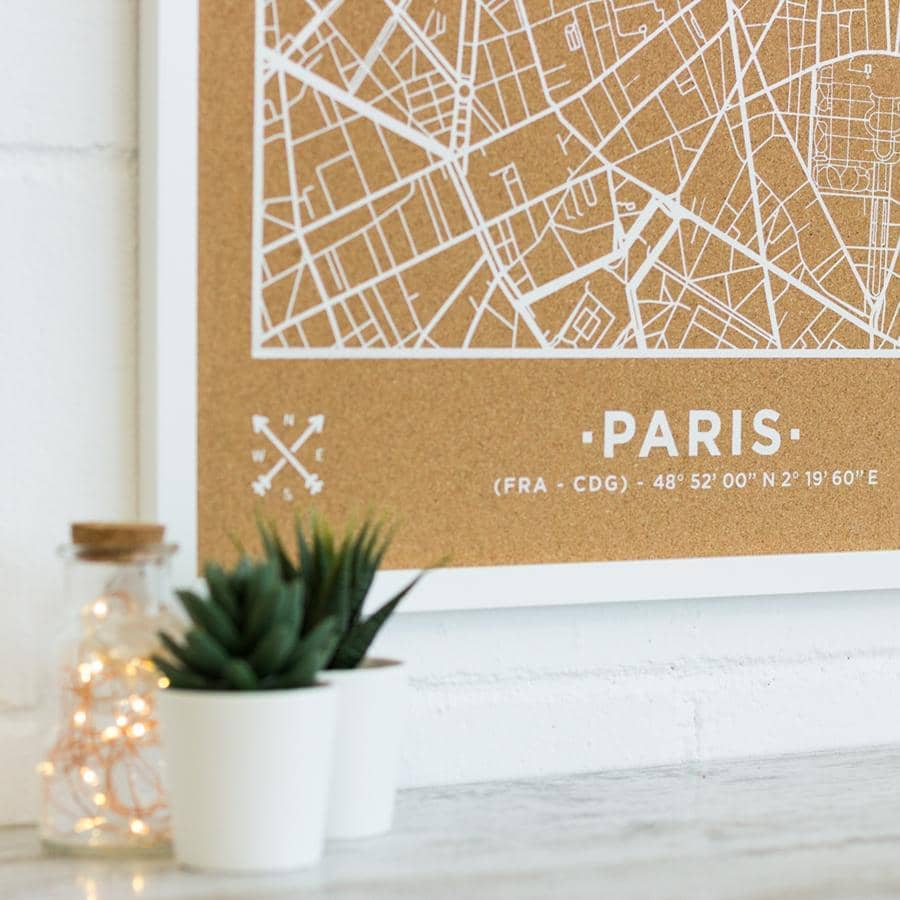 Mapa de corcho - Woody Map Natural Paris - Misswood