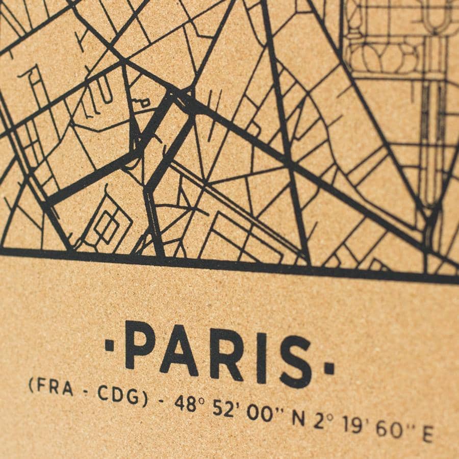Mapa de corcho - Woody Map Natural Paris - Misswood