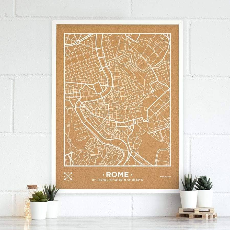 Mapa de corcho - Woody Map Natural Roma - Misswood